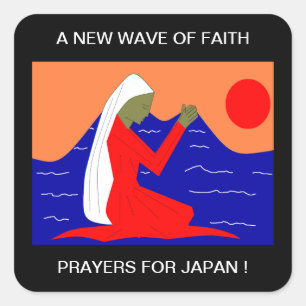 EEN NIEUWE WEG VAN FAITH PRAYERS VOOR JAPAN VIERKANTE STICKER