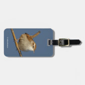 Een nieuwsgierig Bewick's Wren in de boom Bagagelabel (Voorkant horizontaal)