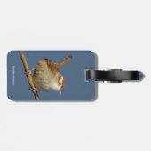 Een nieuwsgierig Bewick's Wren in de boom Bagagelabel (Achterkant horizontaal)