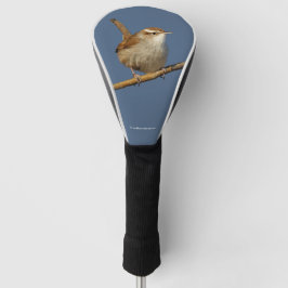 Een nieuwsgierig Bewick's Wren in de boom Golfheadcover