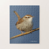 Een nieuwsgierig Bewick's Wren in de boom Legpuzzel (Verticaal)
