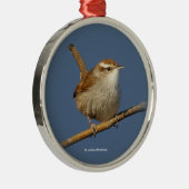 Een nieuwsgierig Bewick's Wren in de boom Metalen Ornament (Rechts)