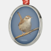 Een nieuwsgierig Bewick's Wren in de boom Metalen Ornament (Links)