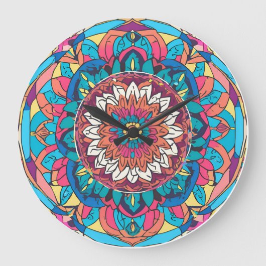Een nieuwsgierige mandala grote klok (Voorkant)