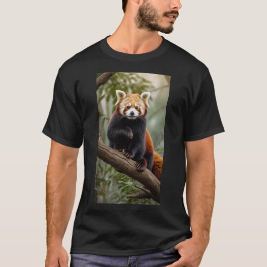 Een nieuwsgierige rode panda die op een boomtak zi t-shirt (Voorkant)