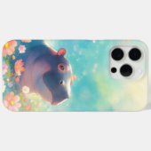 Een nijlpaard in bloeiende bloemenpracht Case-Mate iPhone case (Achterkant (horizontaal))