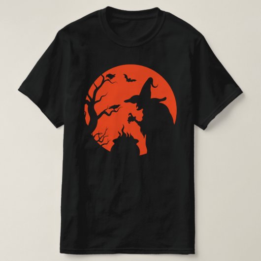 Een nikkel garage / heks silhouet T-shirt (Design voorkant)
