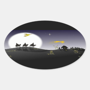 Een Noite Santa os Três Reis Magos Ovale Sticker