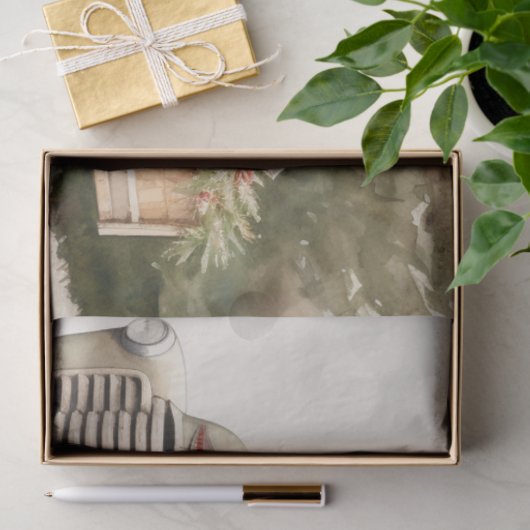 Een nostalgische kerst boom Boerderij truck Tissuepapier (Geschenk)