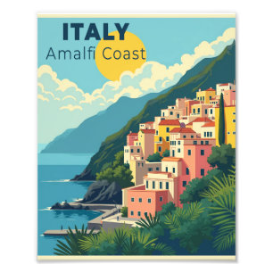 Een Nostalgische Klassieke Reisposter – Amalfi-kus Foto Afdruk