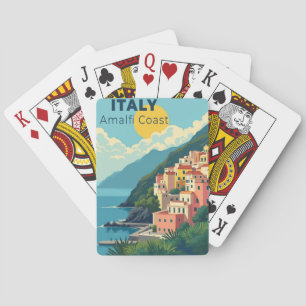 Een Nostalgische Klassieke Reisposter – Amalfi-kus Pokerkaarten