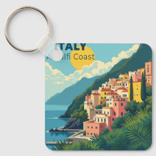 Een Nostalgische Klassieke Reisposter – Amalfi-kus Sleutelhanger