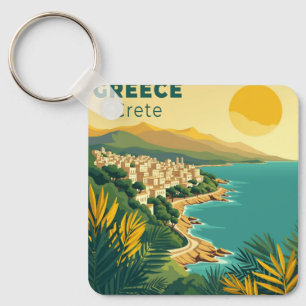Een Nostalgische Klassieke Reisposter – Griekenlan Sleutelhanger