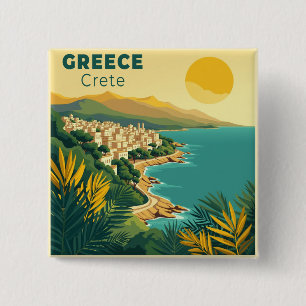 Een Nostalgische Klassieke Reisposter – Griekenlan Vierkante Button 5,1 Cm