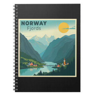 Een nostalgische klassieke reisposter – Noorwegen  Notitieboek