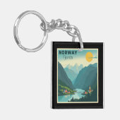 Een nostalgische klassieke reisposter – Noorwegen  Sleutelhanger (Voorkant Links)