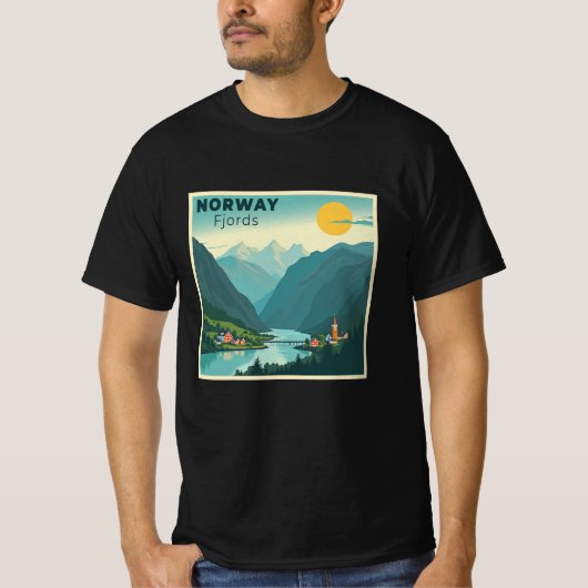Een nostalgische klassieke reisposter – Noorwegen  T-shirt (Voorkant)