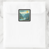 Een nostalgische klassieke reisposter – Noorwegen Vierkante Sticker (Tas)