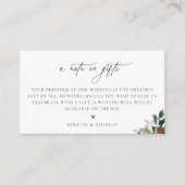 Een nota over de wintergroene bruiloft van Gifts Informatiekaartje (Voorkant)