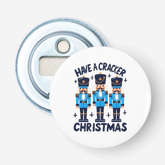 Een notenkraker kerstmis button flesopener (Voorkant)