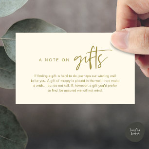 Een notitie over cadeaus, Honeymoon Wish Fund Cash Informatiekaartje
