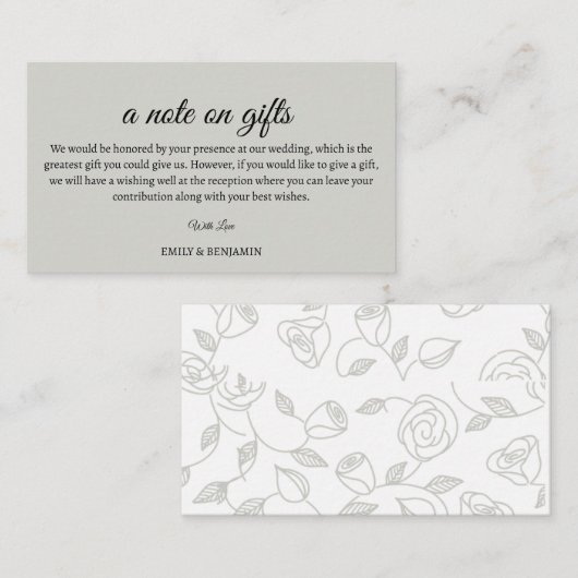 Een notitie over de Kaart voor cadeaubruiloft (Voorkant / Achterkant)