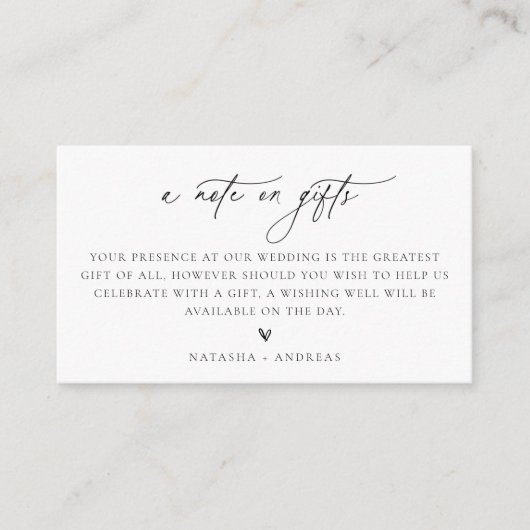 Een notitie over de Kaart voor cadeaubruiloft (Voorkant)