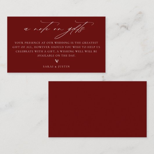 Een notitie over de Kaart voor cadeaubruiloft (Voorkant / Achterkant)