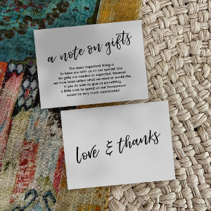 Een notitie over geschenken Casual handschrift bru Informatiekaartje