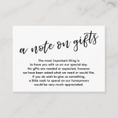 Een notitie over geschenken Casual handschrift bru Informatiekaartje (Voorkant)