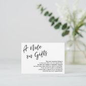 Een notitie over geschenken Casual handschrift bru Informatiekaartje (Staand voorkant)