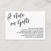 Een notitie over geschenken Casual handschrift bru Informatiekaartje (Voorkant)