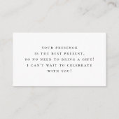 Een notitie over geschenken Elegant minimalistisch Informatiekaartje (Achterkant)