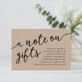 Een notitie over geschenken, huwelijksreis fonds C Informatiekaartje (Staand voorkant)