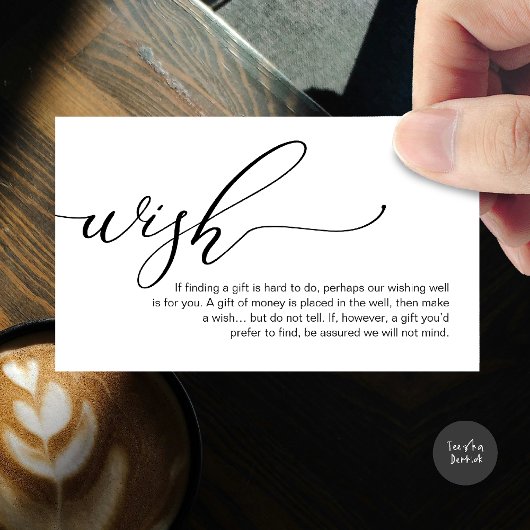 Een notitie over geschenken, huwelijksreis wensfon informatiekaartje