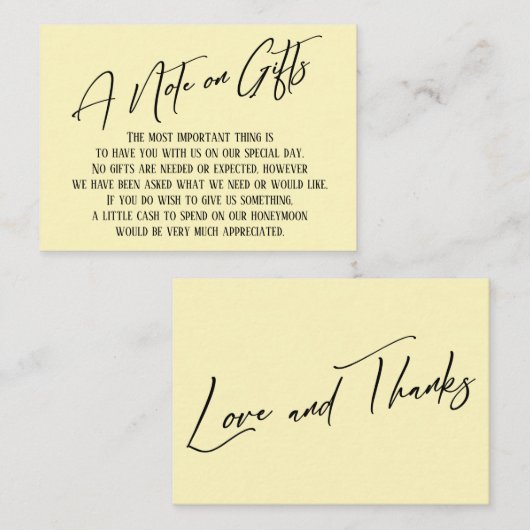 Een notitie over geschenken Moderne handschrift Tr Informatiekaartje (Voorkant / Achterkant)