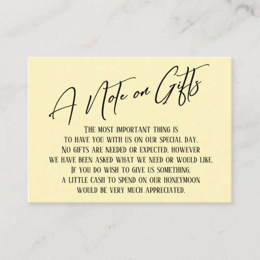 Een notitie over geschenken Moderne handschrift Tr Informatiekaartje (Voorkant)