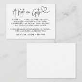 Een notitie over het hartje van een cadeautje voor informatiekaartje (Voorkant / Achterkant)