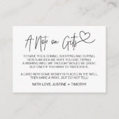 Een notitie over het hartje van een cadeautje voor informatiekaartje (Voorkant)