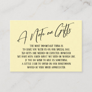 Een notitie over het moderne handschrift bruiloft  informatiekaartje