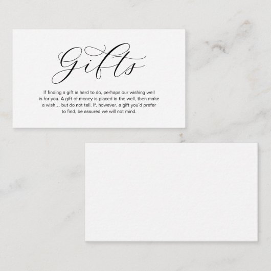 Een notitie over huwelijkscadeaus, Beautiful Elega Informatiekaartje (Voorkant / Achterkant)