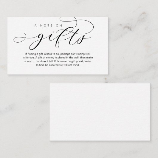 Een notitie over Huwelijkscadeaus, een prachtige l Informatiekaartje (Voorkant / Achterkant)