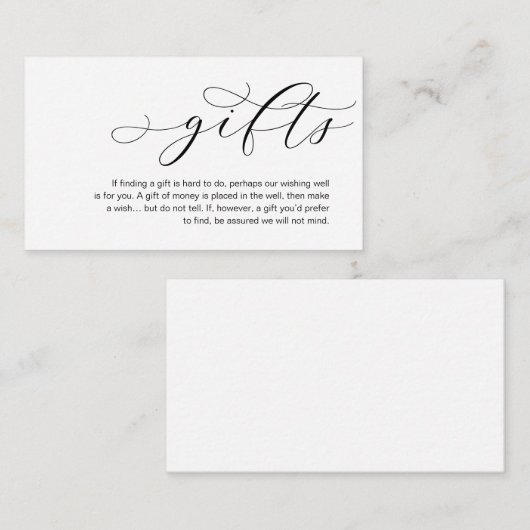 Een notitie over Huwelijkscadeaus, een prachtige l Informatiekaartje (Voorkant / Achterkant)