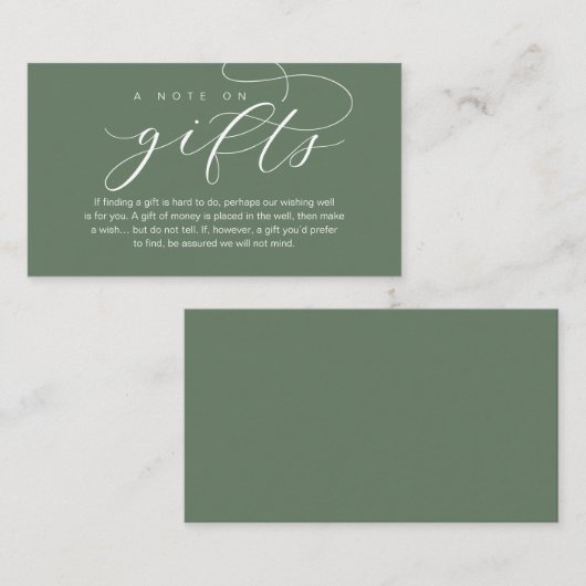 Een notitie over Huwelijkscadeaus, een prachtige l Informatiekaartje (Voorkant / Achterkant)