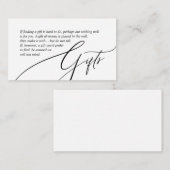 Een notitie over Huwelijkscadeaus, modern creatief Informatiekaartje (Voorkant / Achterkant)