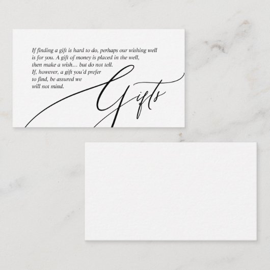 Een notitie over Huwelijkscadeaus, modern creatief Informatiekaartje (Voorkant / Achterkant)