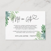 Een notitie over weduwschap met cadeautjes die goe informatiekaartje (Voorkant)