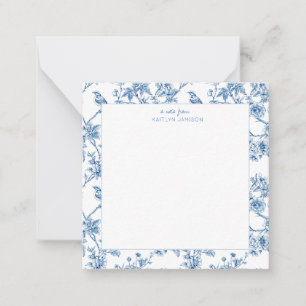 Een notitie van Blauwe Chinoiserie Bloemige Noti Notitiekaartje
