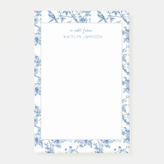 Een notitie van | Blauwe Chinoiserie Bloemige Noti Post-it® Notes (Voorkant)
