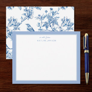 Een notitie van Blauwe Chinoiserie Bloemnoot Notitiekaartje